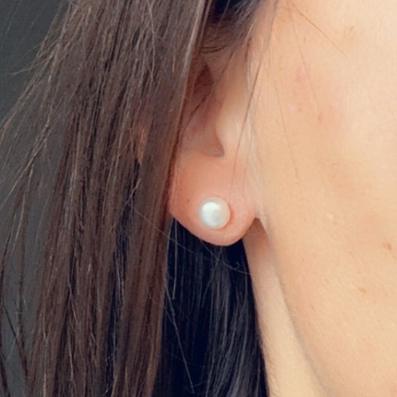 Sterling Silver Freshwater White Pearl Stud Earring 9mm - Picture 11 of 11